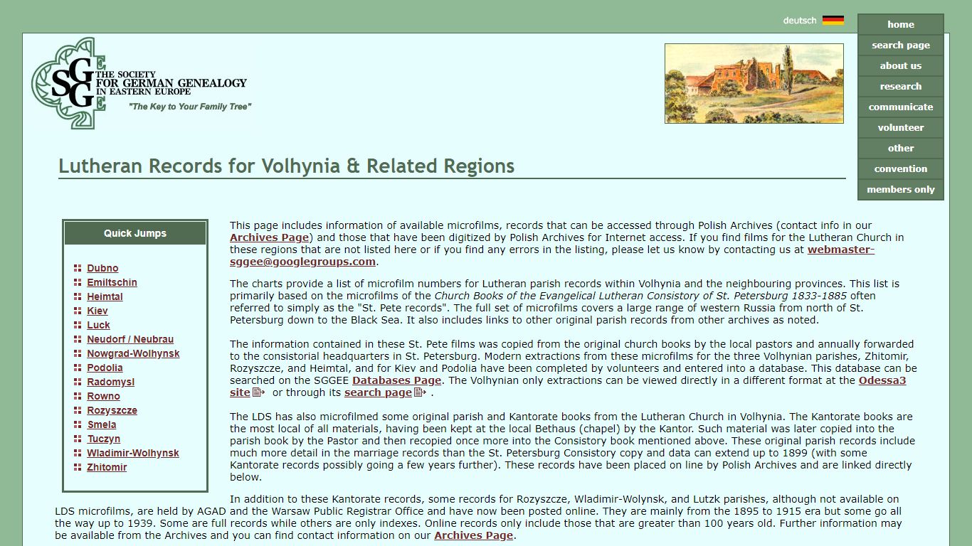 Lutheran Records for Volhynia & Related Regions - SGGEE